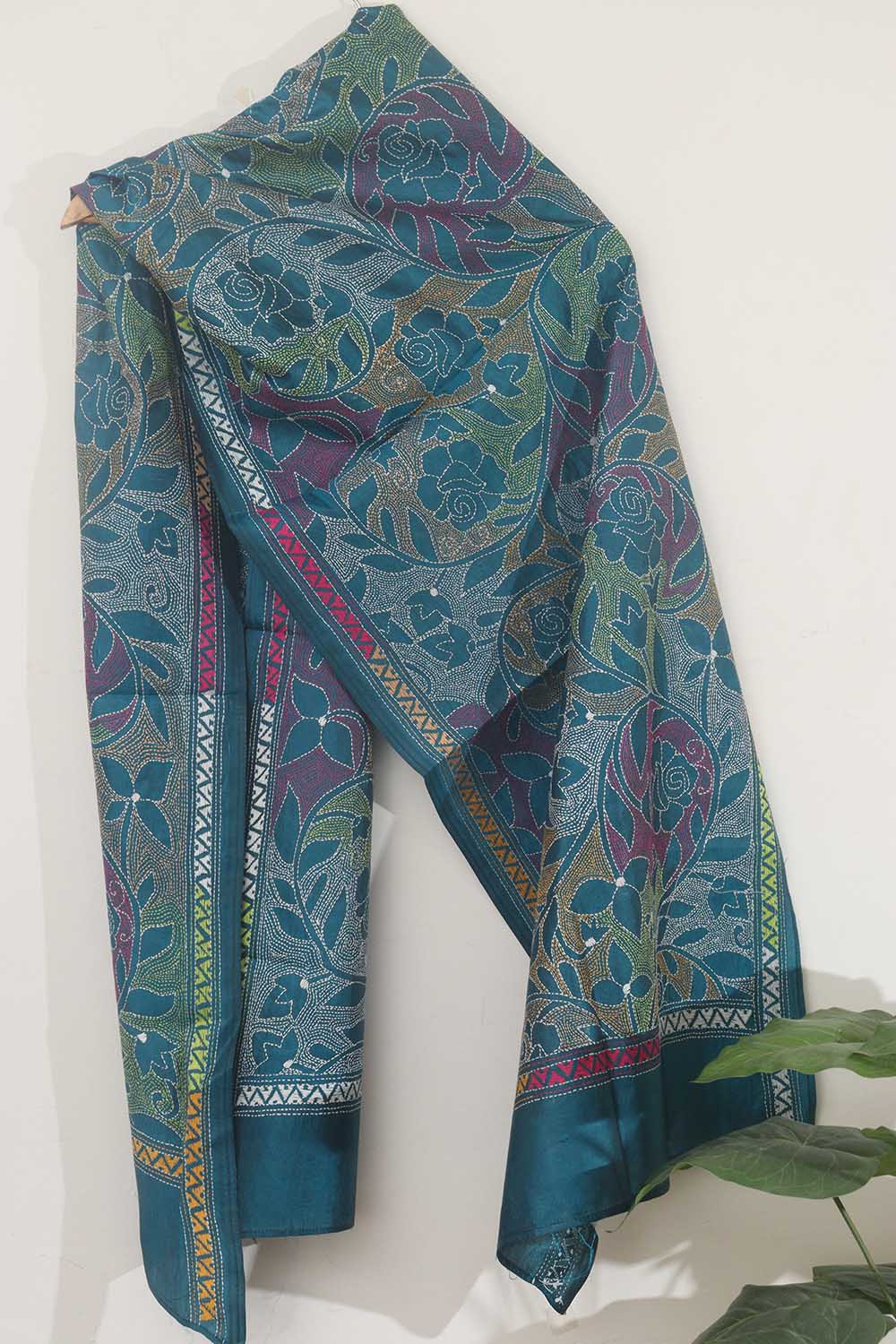 Artisan Made Rayon Wrap Paisley Floral Wrap Pants - Summer Chill in Navy