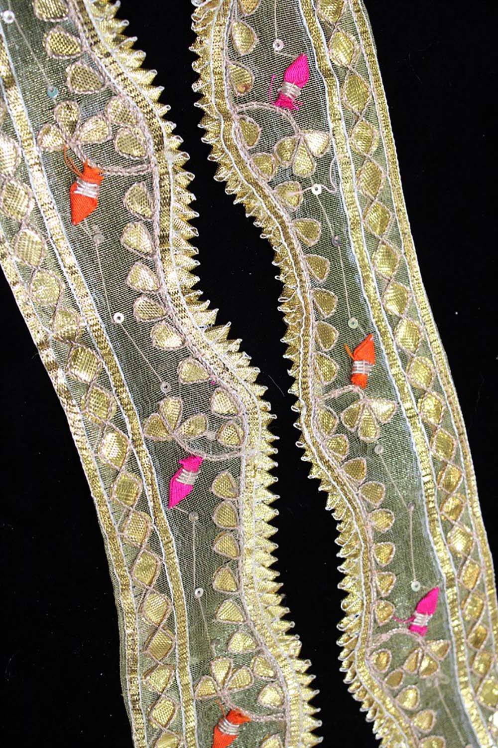 Net Multi Color Embroidery Lace, For Saree, Roll Length: 9 Meter