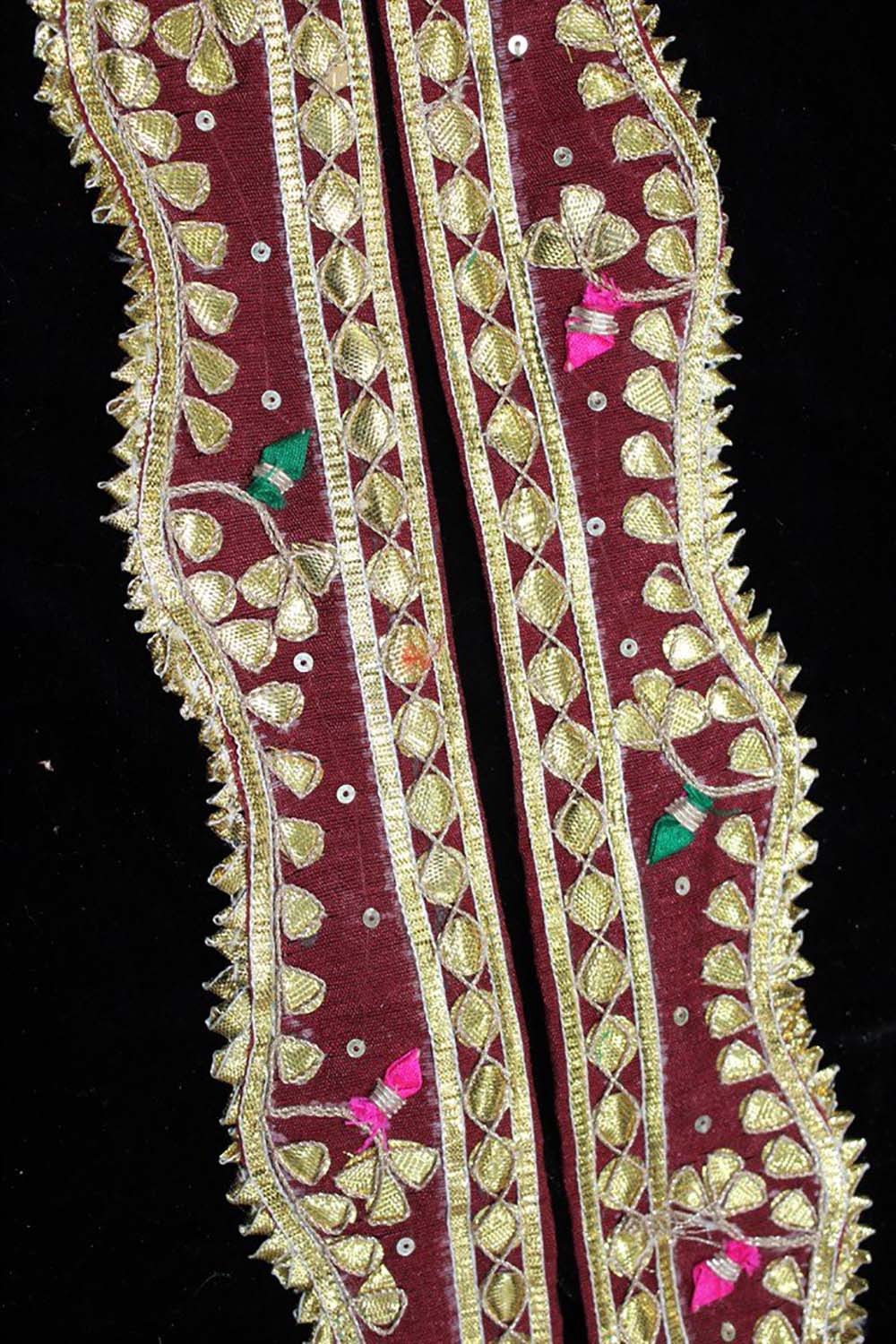 Maroon Nylon Embroidered Laces, For Saari and Dupatta, Width: 3