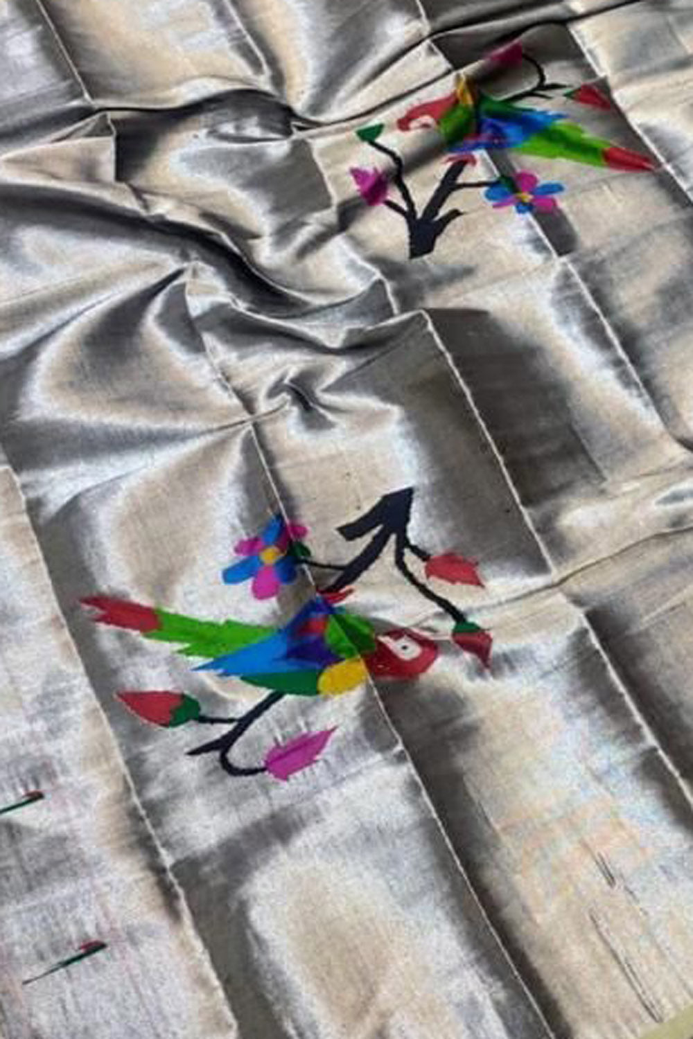 Get 20% Off on Silver Paithani Handloom Pure Silk Brocade Blouse