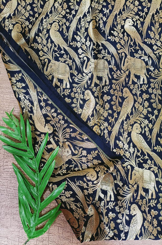 Shop Exquisite Black Banarasi Silk Brocade Fabric (1 Mtr) for Elegant  Designs – Luxurion World