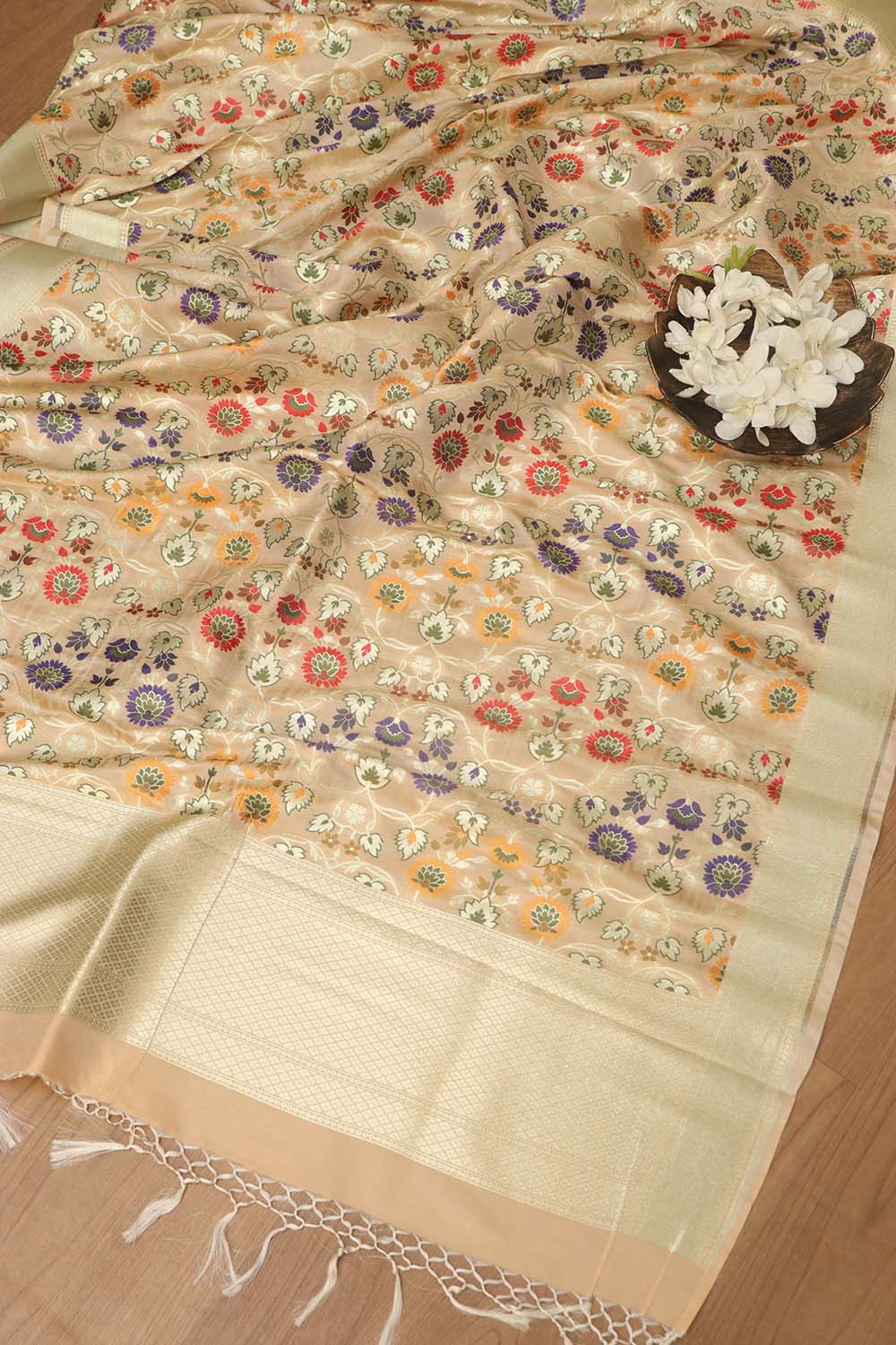 Exquisite Pastel Banarasi Kimkhwab Design Silk Dupatta - Elegant and Luxurious - Luxurion World