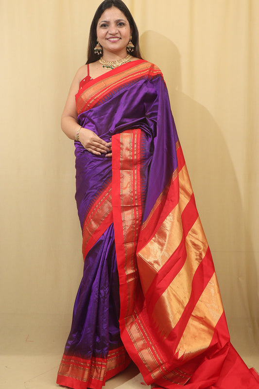 Exquisite Purple Ilkal Silk Saree - Pure Elegance - Luxurion World