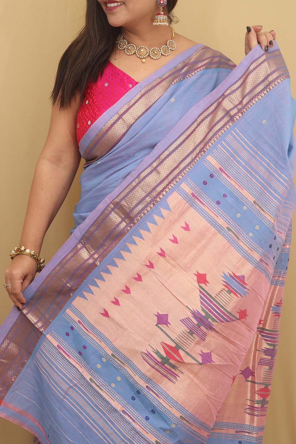 Multicolor Pure Cotton Saree - Vibrant Hues