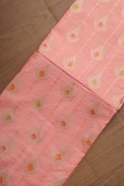 Stunning Pink Banarasi Chanderi Silk Brush Dye Three Piece Unstitched Suit Set - Luxurion World