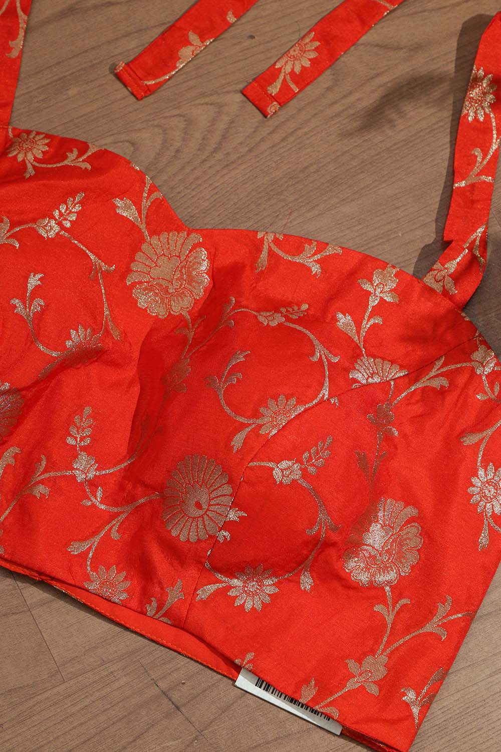 Orange Banarasi Brocade Silk Singlet Padded Blouse - Luxurion World