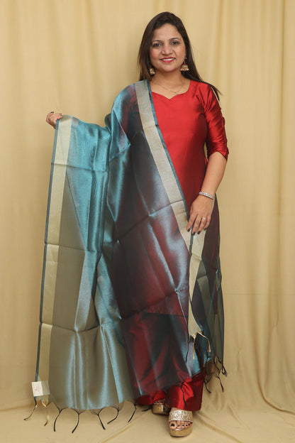 Blue Banarasi Tissue Dupatta - Elegant and Versatile - Luxurion World