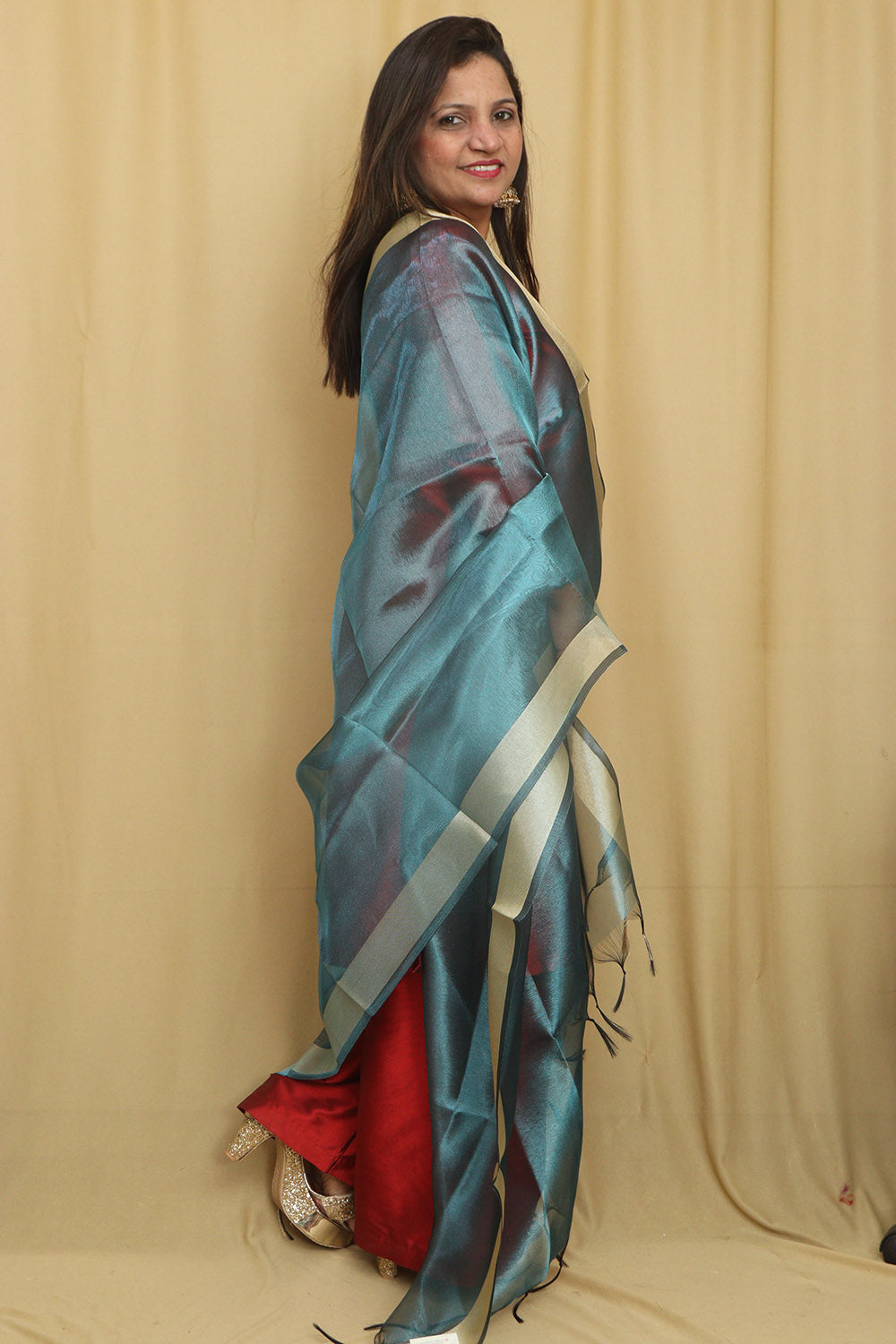 Blue Banarasi Tissue Dupatta - Elegant and Versatile - Luxurion World