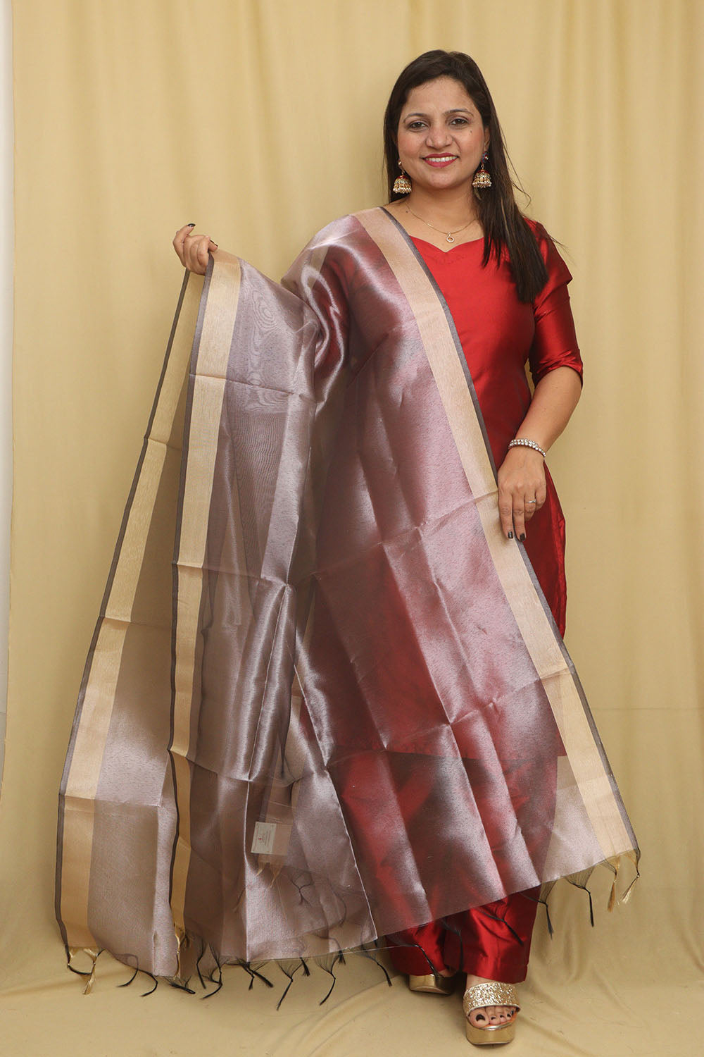 Soft and Elegant Pastel Banarasi Tissue Dupatta - Luxurion World