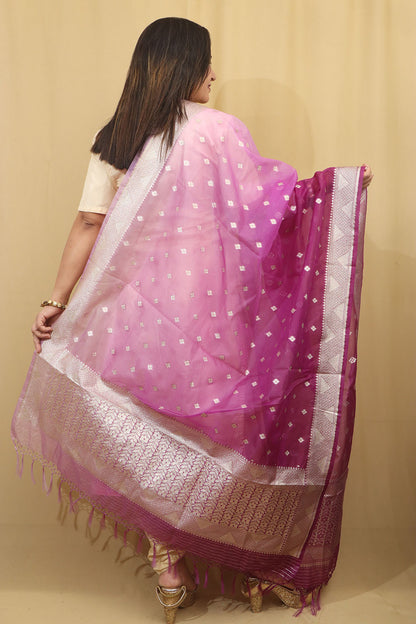 Stunning Purple Banarasi Organza Dupatta - Perfect for Ethnic Wear - Luxurion World