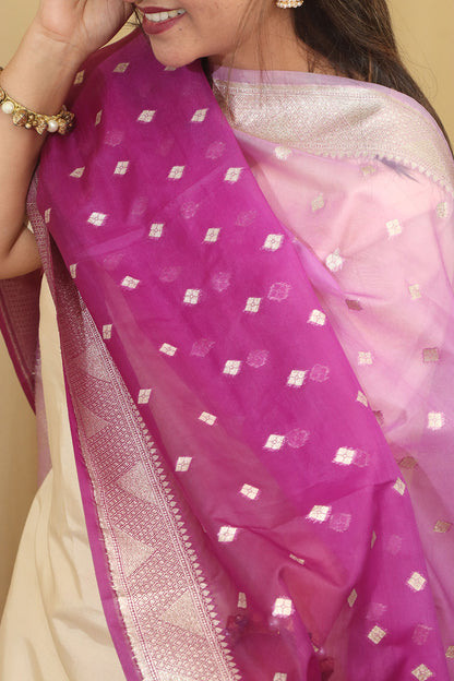 Stunning Purple Banarasi Organza Dupatta - Perfect for Ethnic Wear - Luxurion World