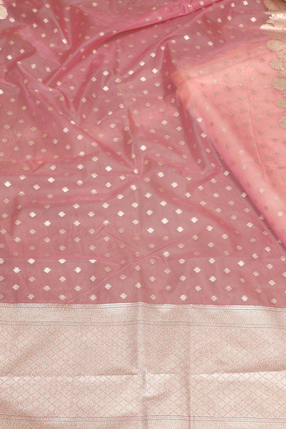 Exquisite Pink Banarasi Organza Dupatta - Ethnic Elegance