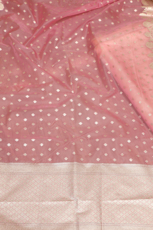 Exquisite Pink Banarasi Organza Dupatta - Ethnic Elegance