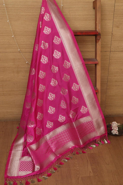 Stunning Pink Banarasi Silk Dupatta - Luxurion World