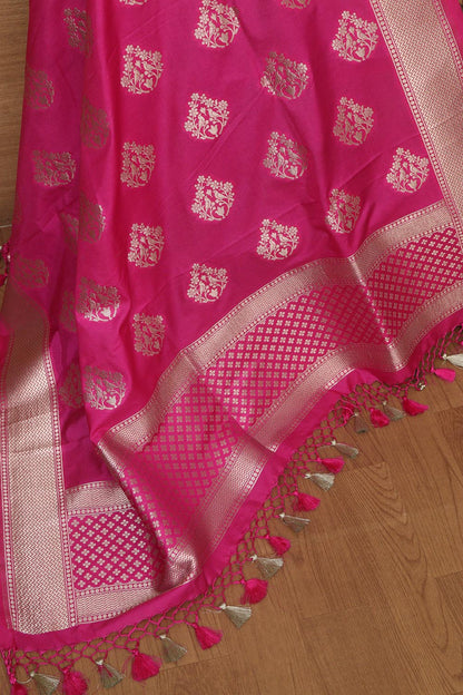 Stunning Pink Banarasi Silk Dupatta - Luxurion World