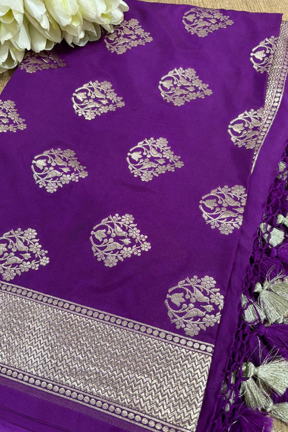 Stunning Purple Banarasi Silk Dupatta - Luxurion World