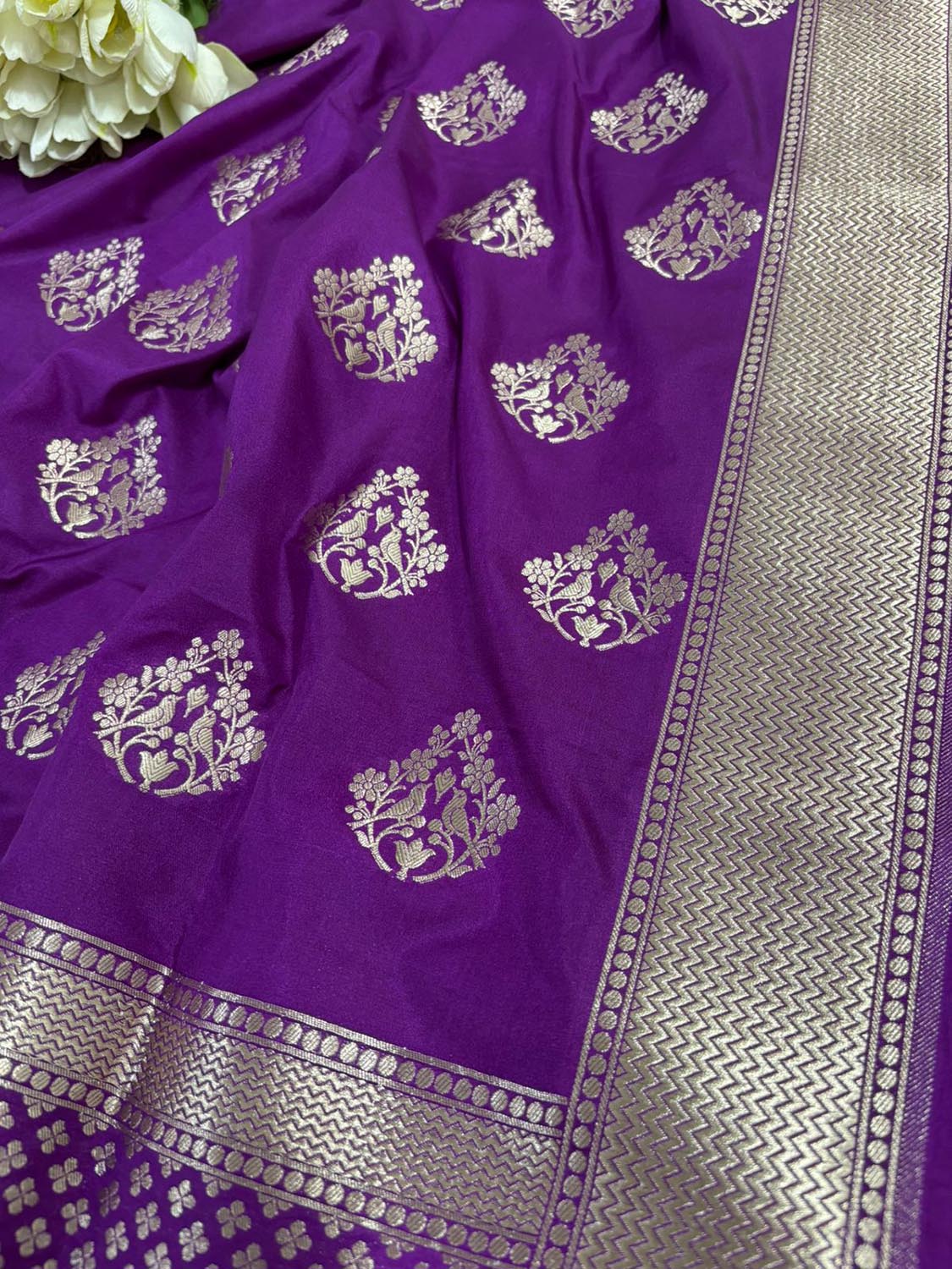 Stunning Purple Banarasi Silk Dupatta - Luxurion World