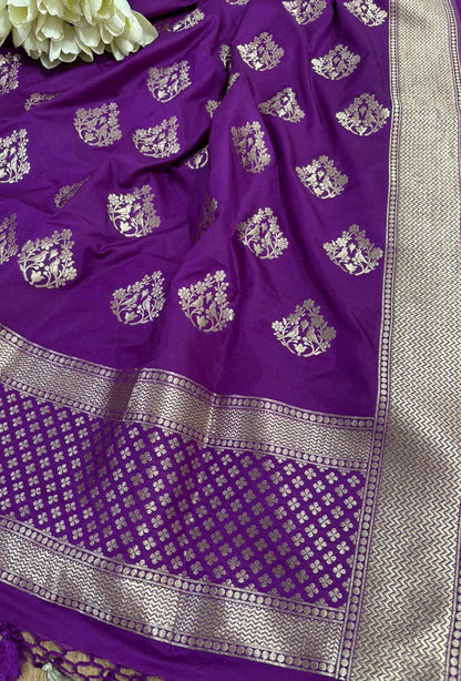 Stunning Purple Banarasi Silk Dupatta - Luxurion World