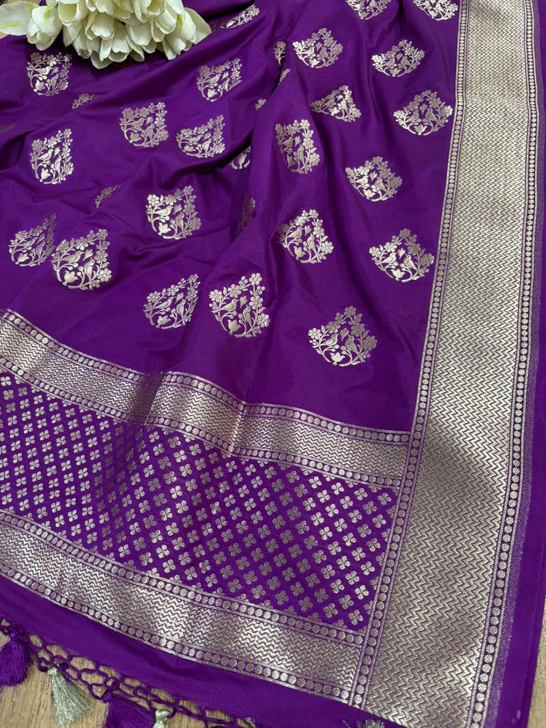 Stunning Purple Banarasi Silk Dupatta - Luxurion World