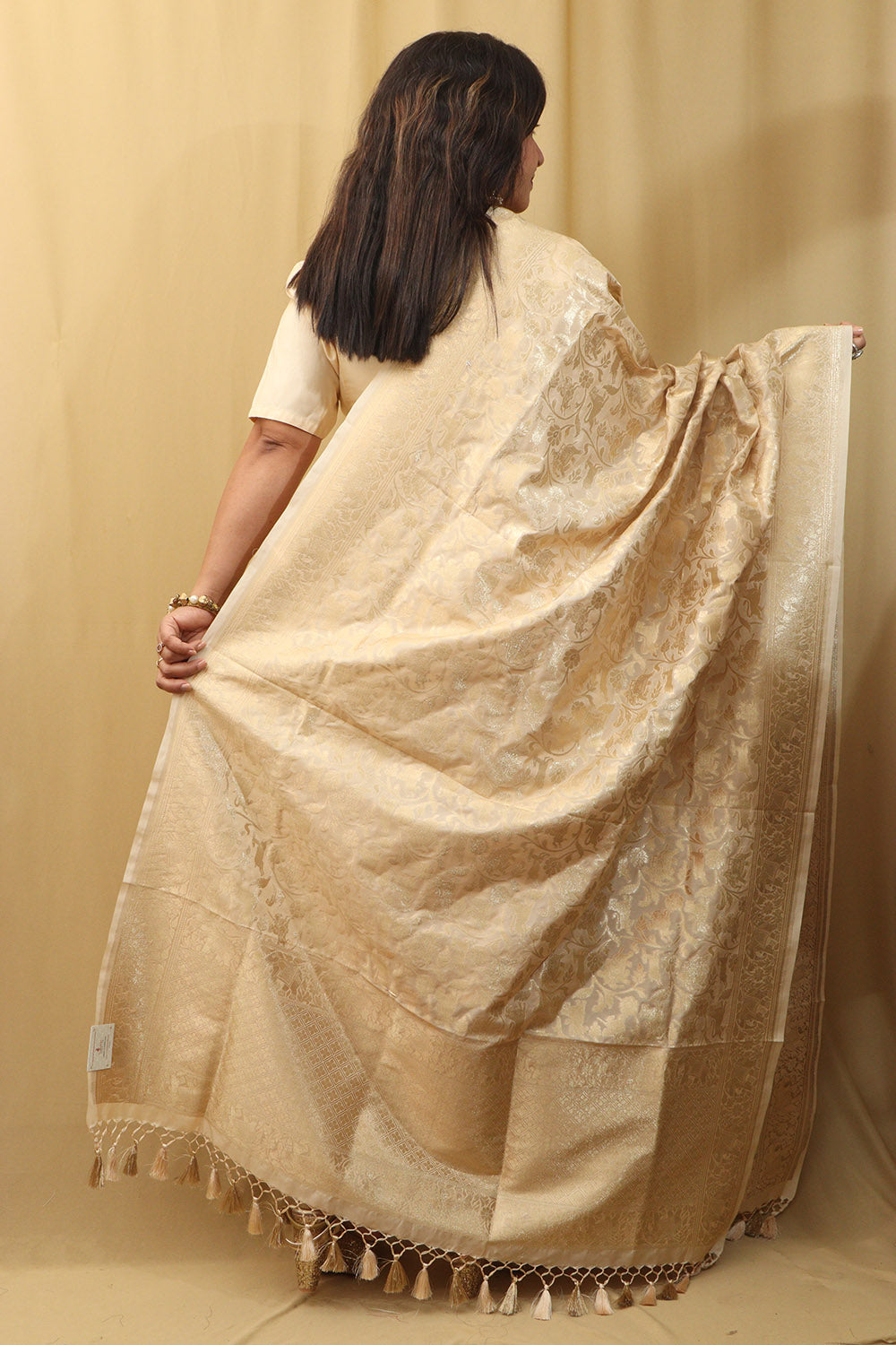 Pastel Banarasi Silk Shikargah Dupatta - Luxurion World