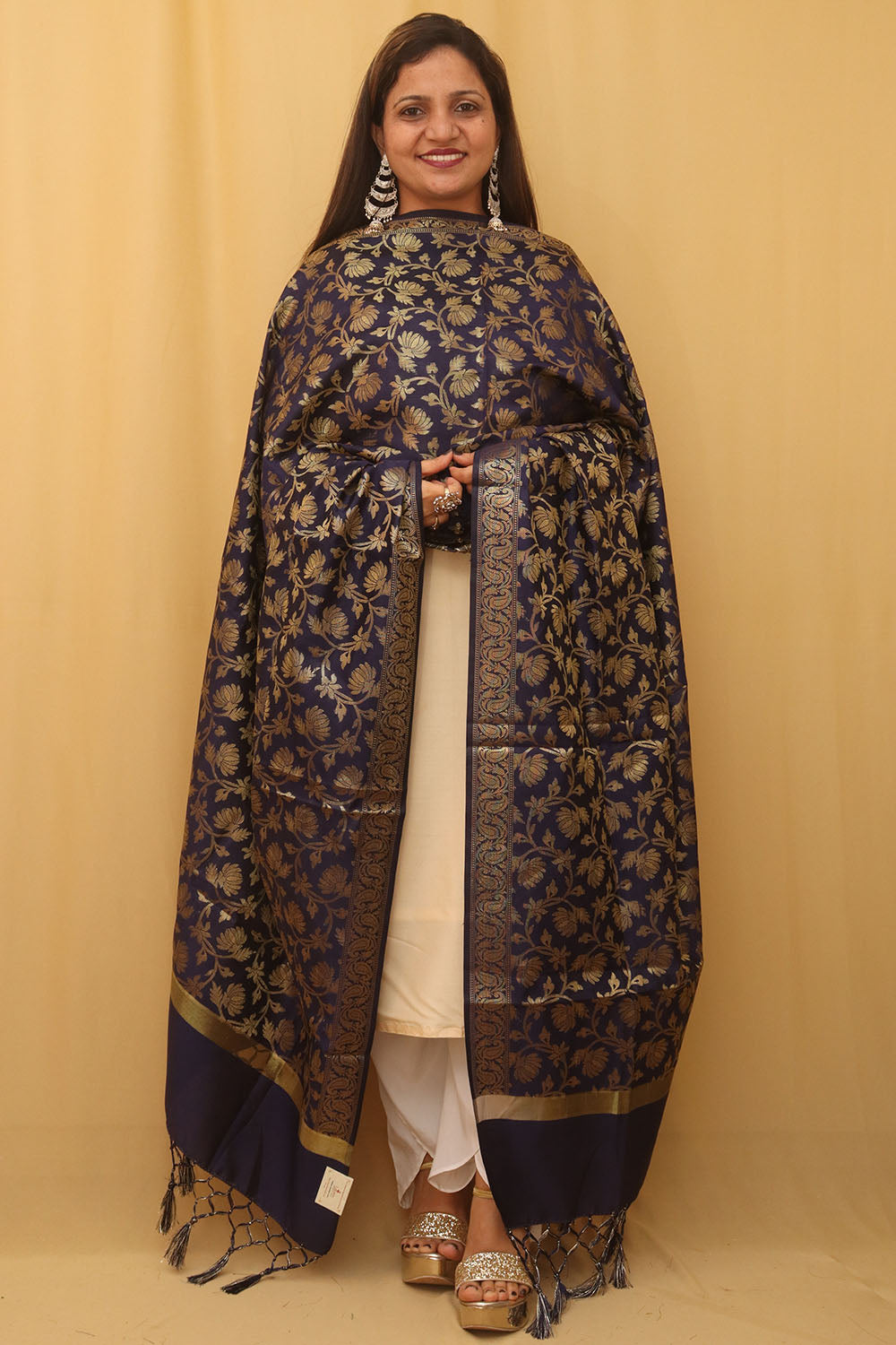 Blue Banarasi Silk Dupatta - Luxurion World