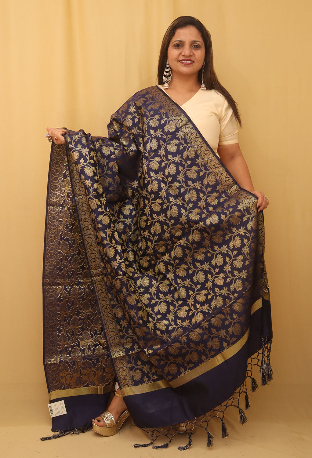 Blue Banarasi Silk Dupatta - Luxurion World