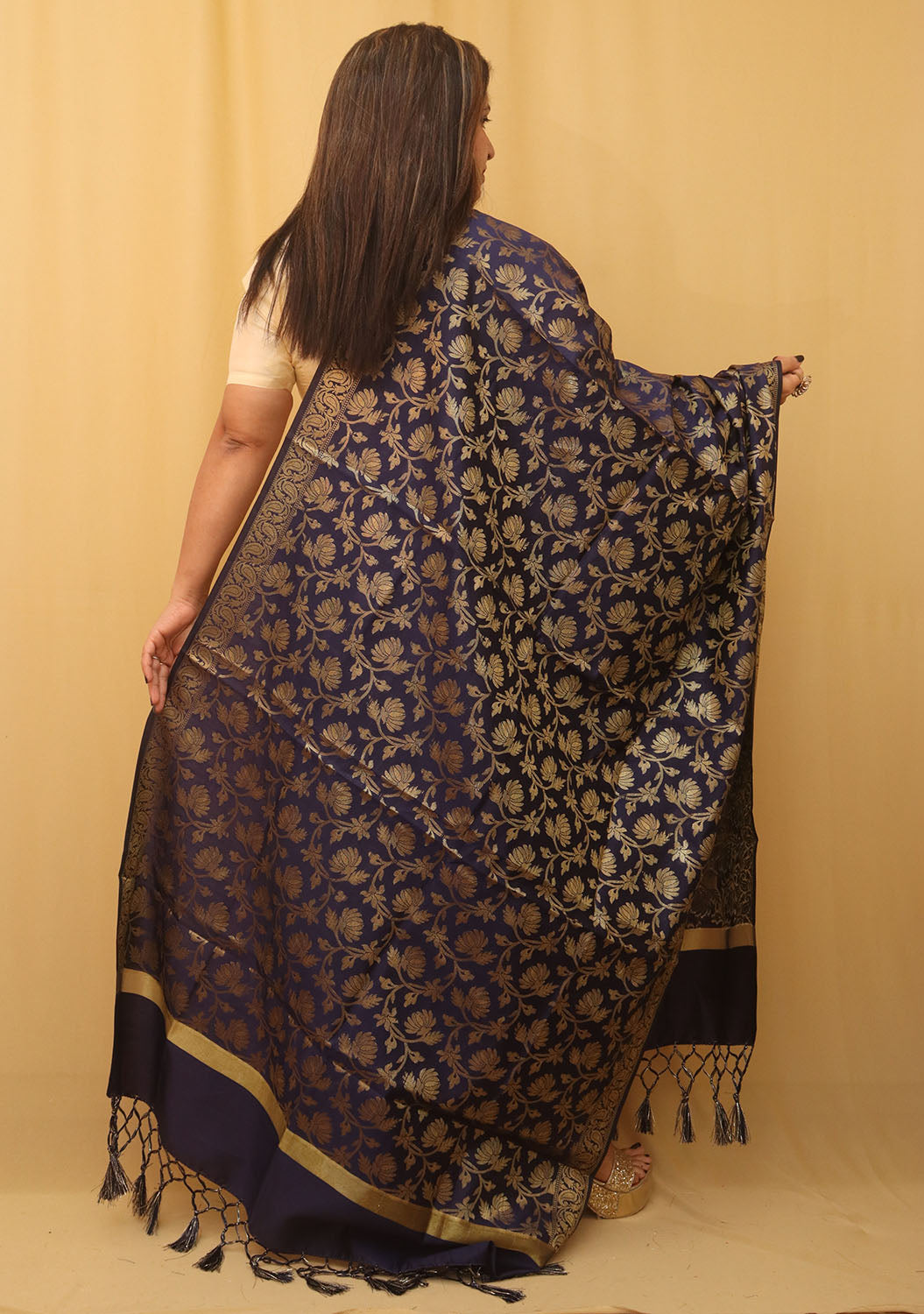 Blue Banarasi Silk Dupatta - Luxurion World