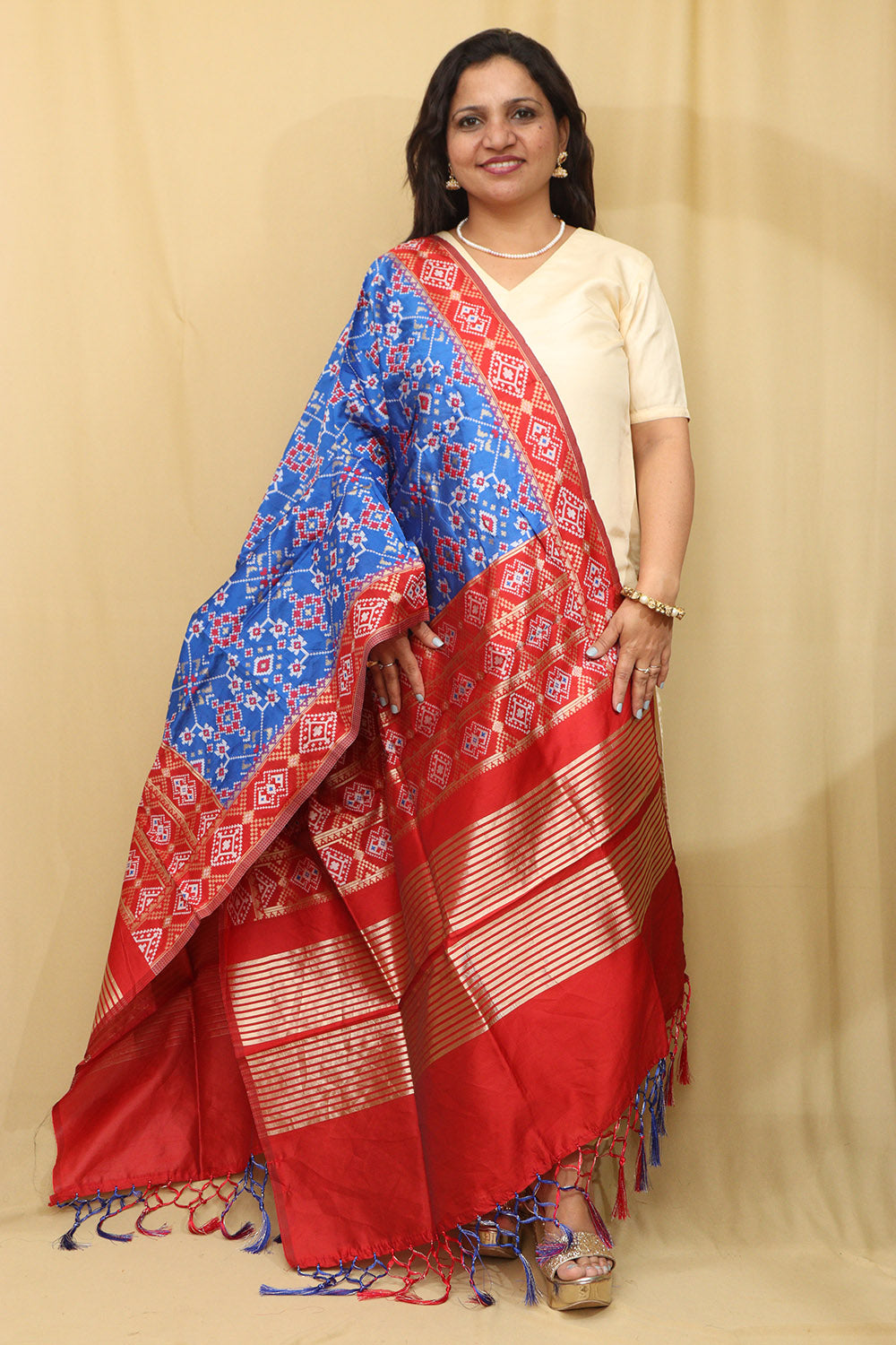 Stunning Blue Patola Silk Dupatta - Elegant and Timeless - Luxurion World