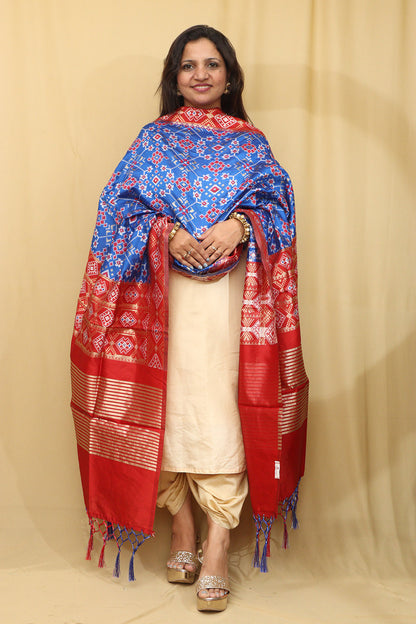 Stunning Blue Patola Silk Dupatta - Elegant and Timeless - Luxurion World