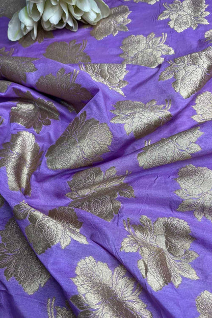 Luxurious Purple Banarasi Silk Fabric ( 1 Mtr ) - Luxurion World