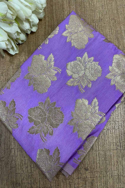 Luxurious Purple Banarasi Silk Fabric ( 1 Mtr ) - Luxurion World