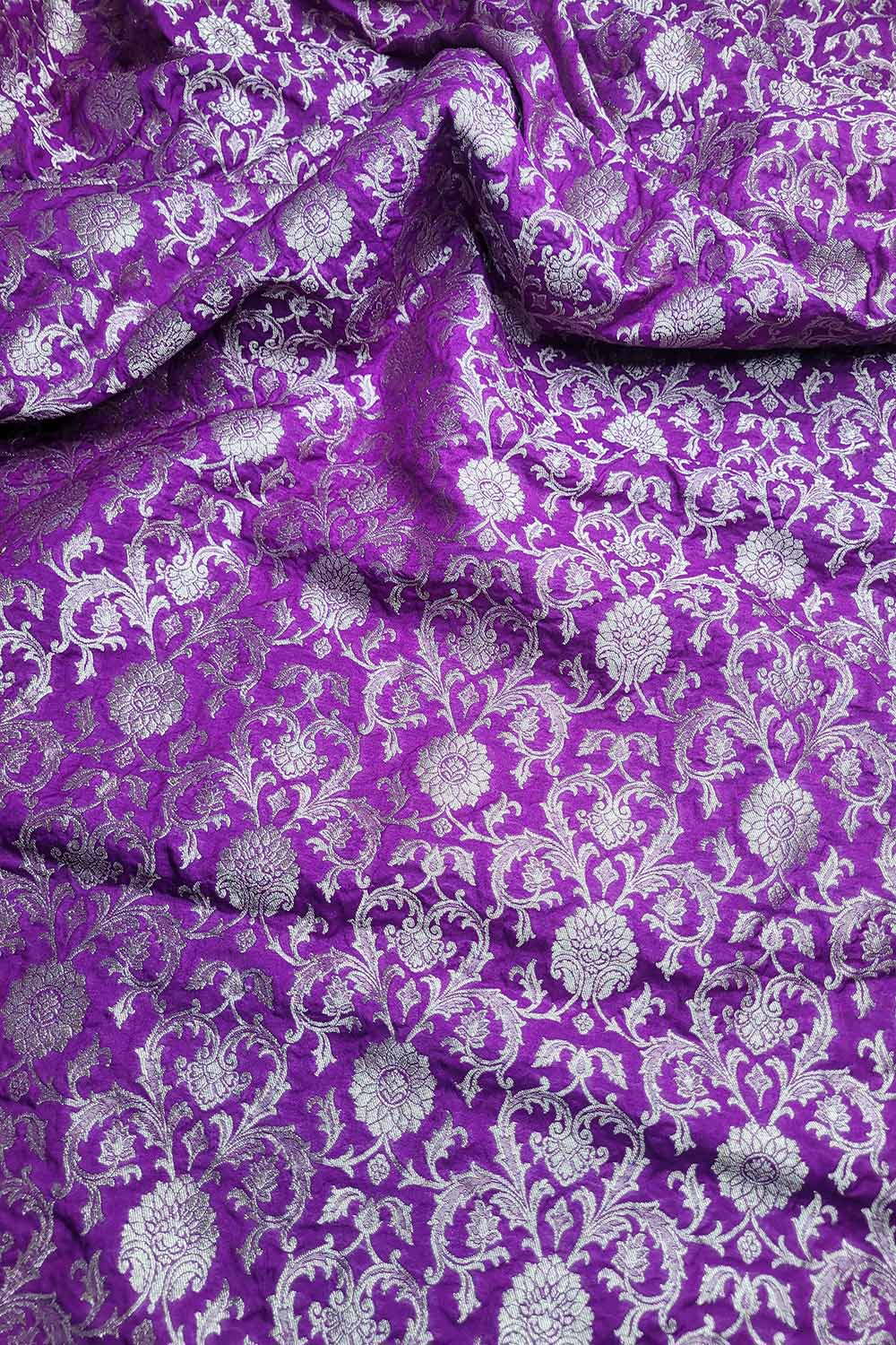 Exquisite Purple Banarasi Silk Fabric - Luxurious Elegance ( 1 Mtr ) - Luxurion World