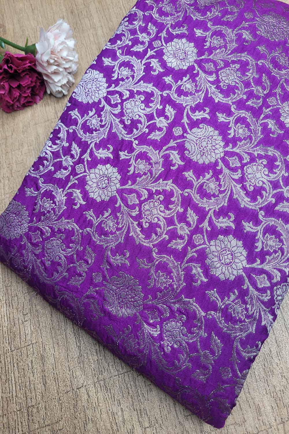 Exquisite Purple Banarasi Silk Fabric - Luxurious Elegance ( 1 Mtr ) - Luxurion World