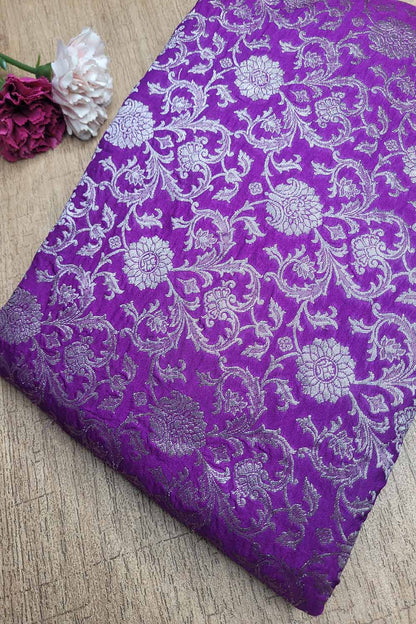 Exquisite Purple Banarasi Silk Fabric - Luxurious Elegance ( 1 Mtr ) - Luxurion World