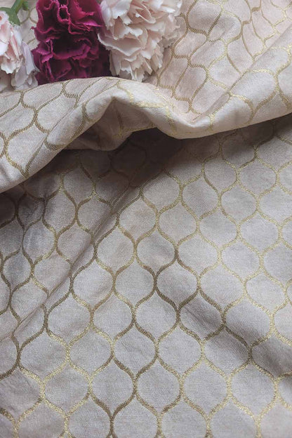 Pastel Pink Banarasi Silk Fabric ( 1 Mtr ) - Luxurion World