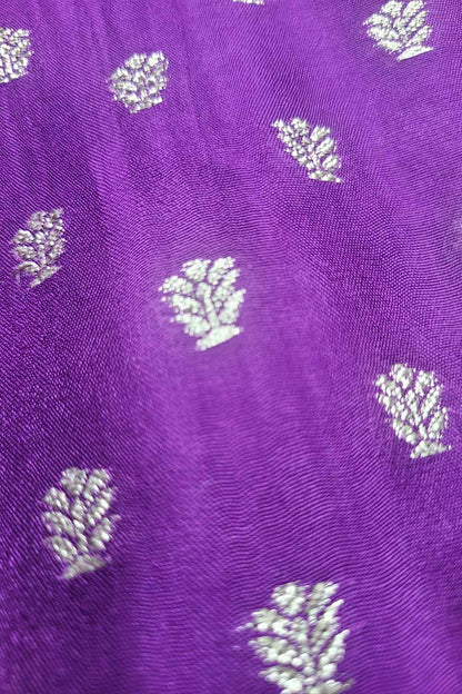 Exquisite Purple Banarasi Booti Design Silk Fabric - Luxurious Elegance ( 1 Mtr ) - Luxurion World