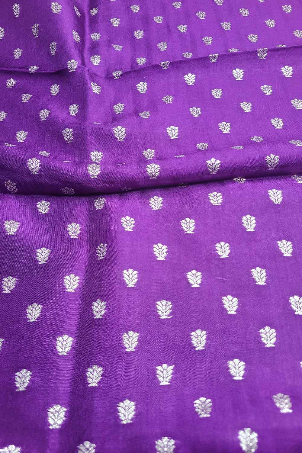 Exquisite Purple Banarasi Booti Design Silk Fabric - Luxurious Elegance ( 1 Mtr ) - Luxurion World