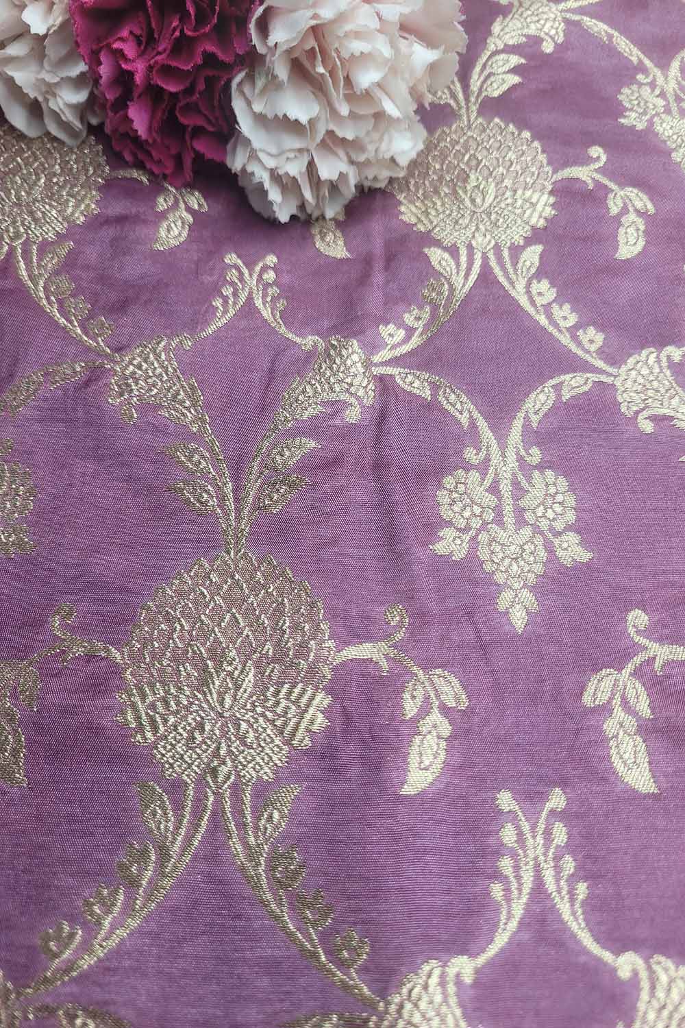 Exquisite Purple Banarasi Silk Fabric - Luxurious Elegance ( 1 Mtr ) - Luxurion World