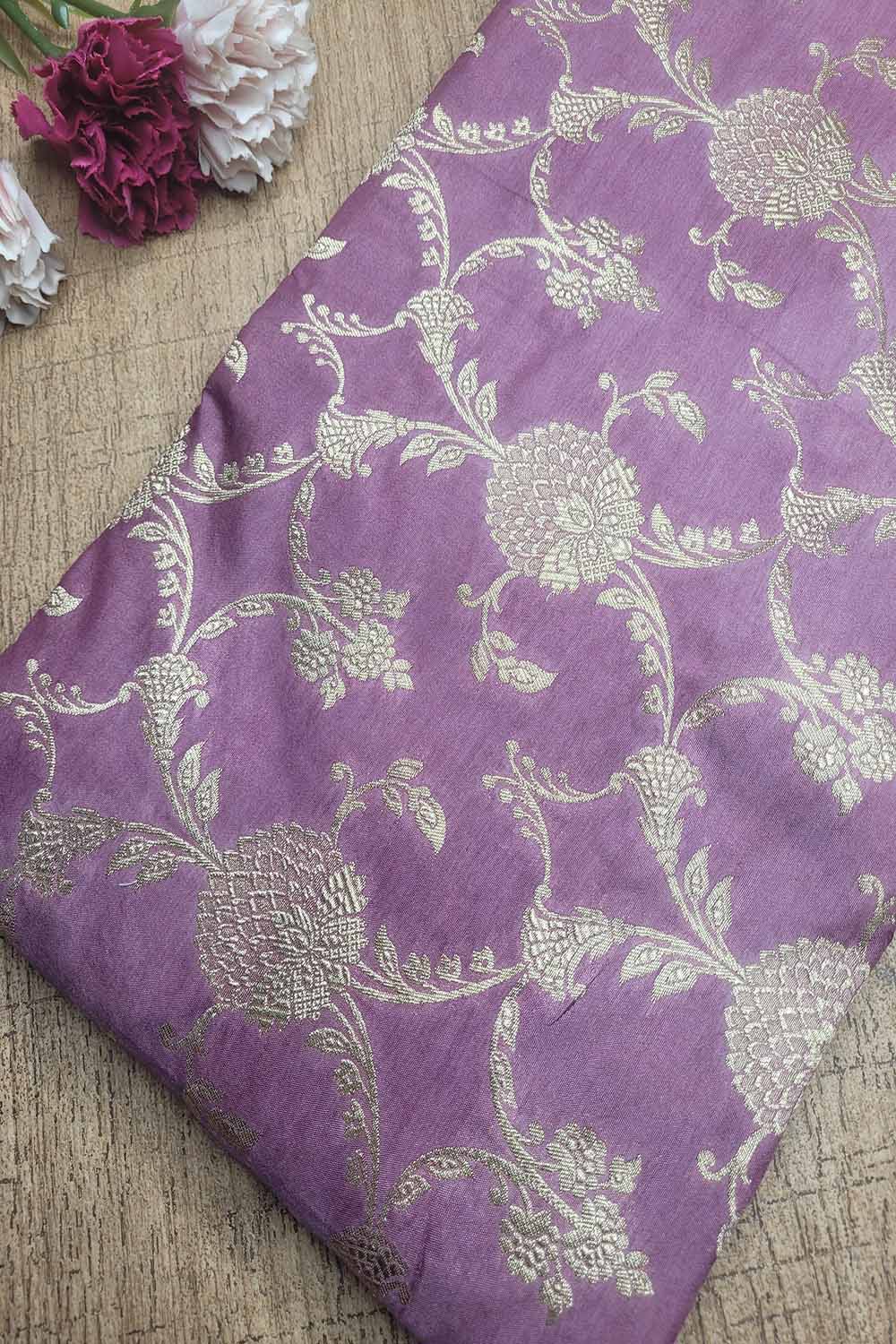 Exquisite Purple Banarasi Silk Fabric - Luxurious Elegance ( 1 Mtr ) - Luxurion World