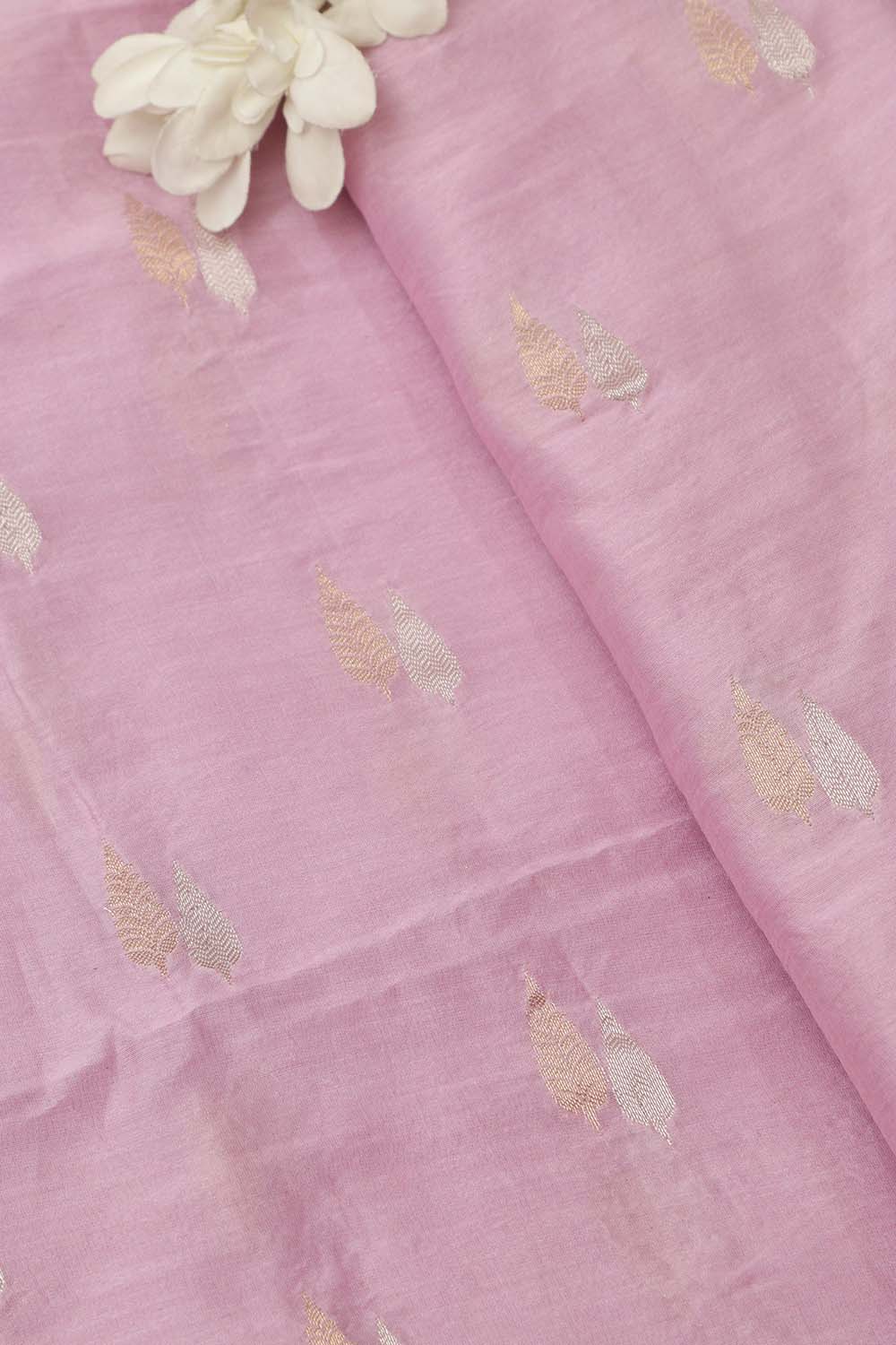 Pretty in Pink: Banarasi Chanderi Silk Fabric ( 1 Mtr ) - Luxurion World