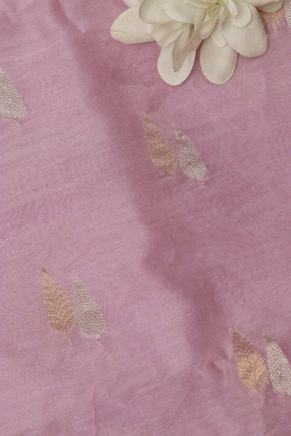 Pretty in Pink: Banarasi Chanderi Silk Fabric ( 1 Mtr ) - Luxurion World