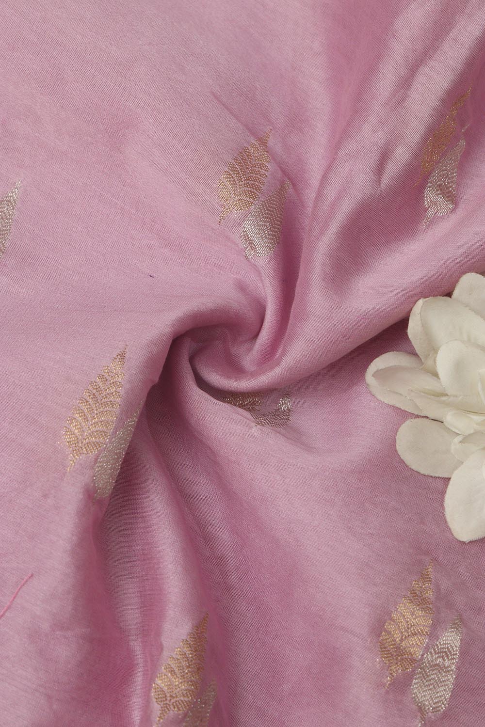 Pretty in Pink: Banarasi Chanderi Silk Fabric ( 1 Mtr ) - Luxurion World