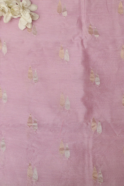 Pretty in Pink: Banarasi Chanderi Silk Fabric ( 1 Mtr ) - Luxurion World