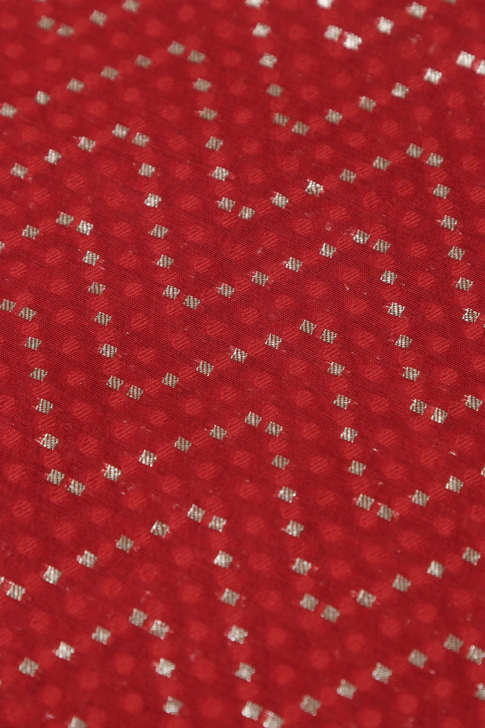 Red Banarasi Cotton Zig Zag Design Fabric ( 1 Mtr ) - Luxurion World