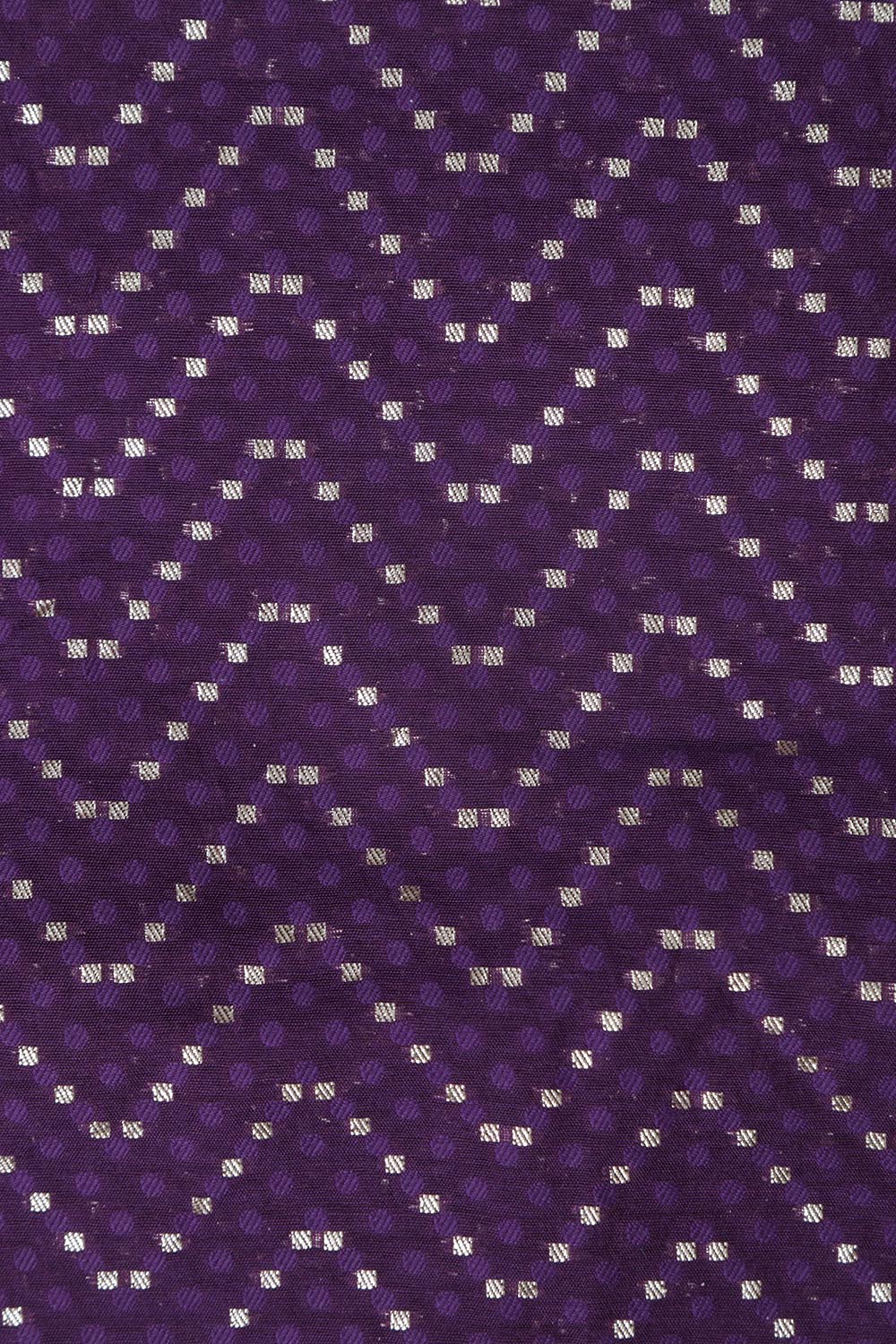 Stunning Purple Banarasi Cotton Zig Zag Design Fabric ( 1 Mtr ) - Luxurion World