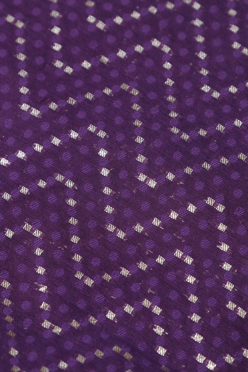 Stunning Purple Banarasi Cotton Zig Zag Design Fabric ( 1 Mtr ) - Luxurion World