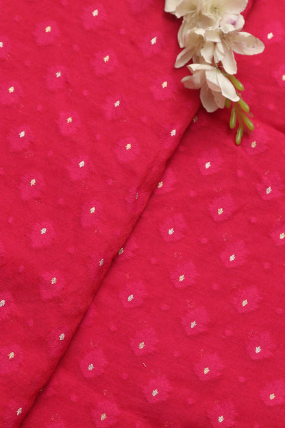 Pretty in Pink: Banarasi Cotton Fabric (1 Mtr) - Luxurion World