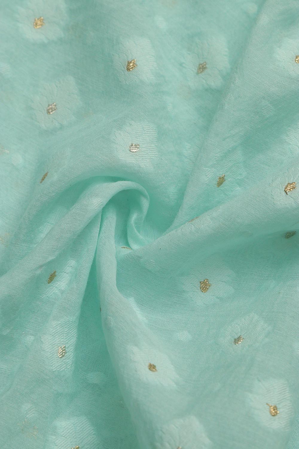 Blue Banarasi Cotton Fabric - 1 Mtr Length - Luxurion World