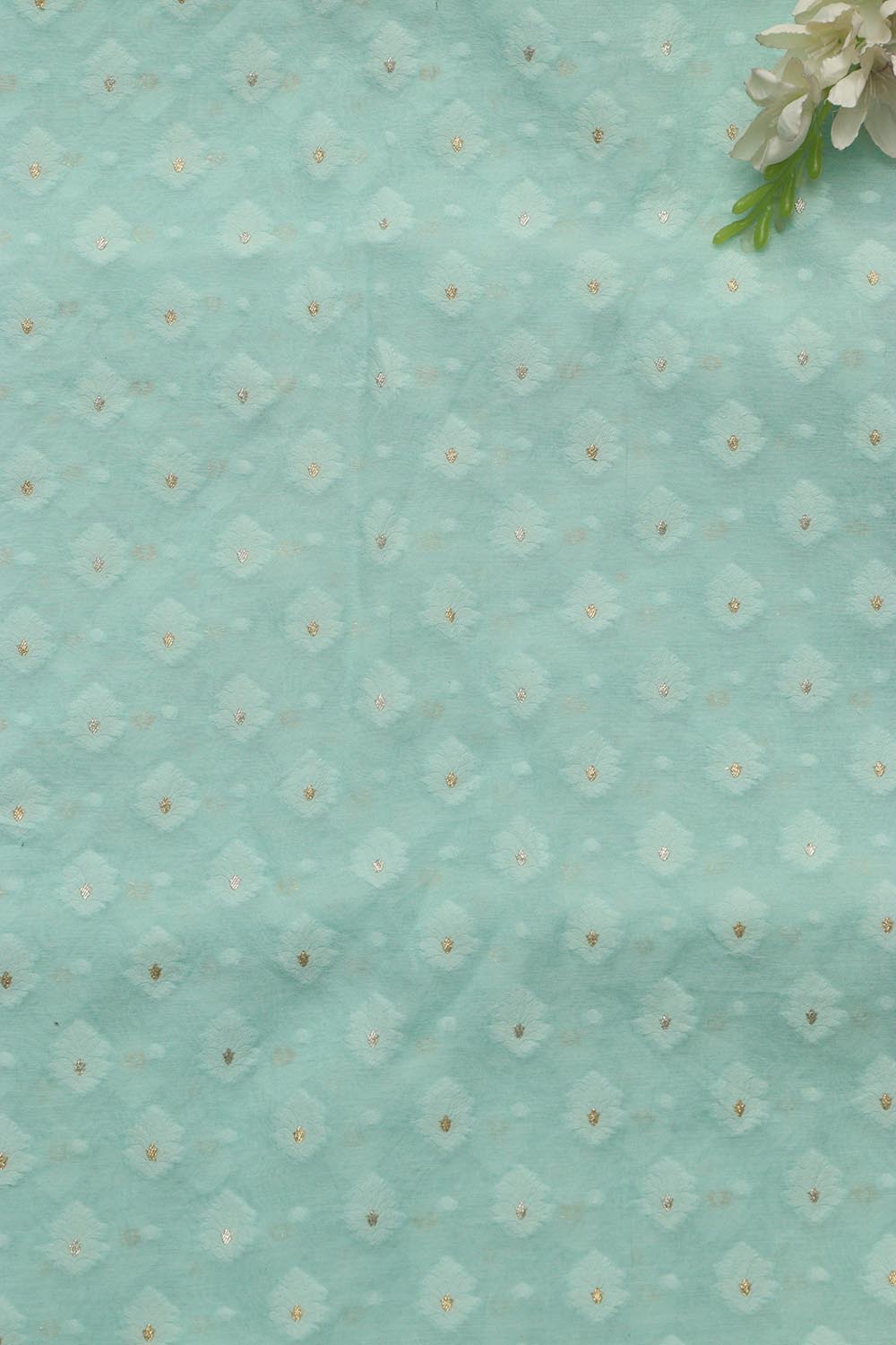 Blue Banarasi Cotton Fabric - 1 Mtr Length - Luxurion World