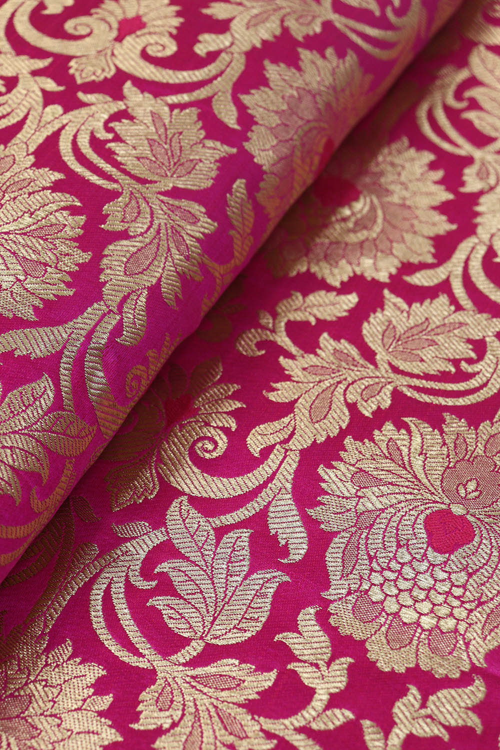 Pink Banarasi Kimkhwab Silk Fabric ( 0.75 Mtr ) - Luxurion World